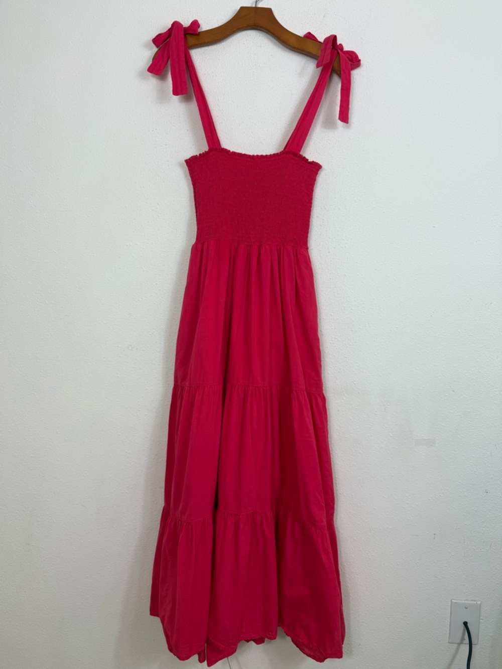 Xirena Pink Cotton Smock Square Neck Sleeveless Midi Dress sz Medium